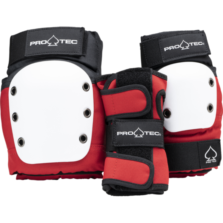 Pro-tec Junior 3 Pad Sets - Red, White, Black - Youth Small